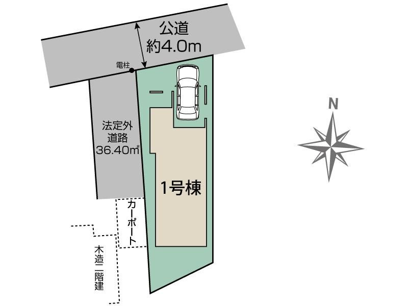 所沢市緑町４丁目　新築戸建　全1棟の区画図