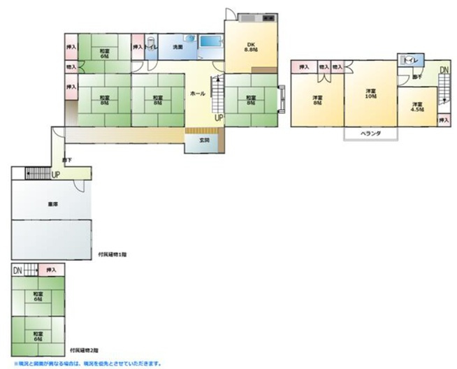 【中古戸建】邑楽郡千代田町大字舞木の間取り|■間取り図｜敷地面積：1249.54㎡（約377.98坪）建物面積：276.91㎡（約83.76坪）