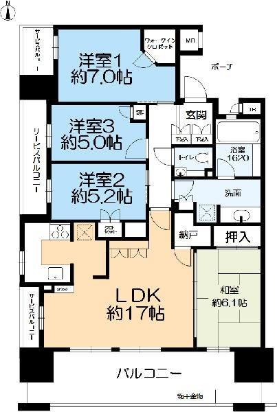 Brilliaレジデンス六甲アイランドフォレストプレイスの間取り