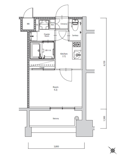 新品家具付きマンション築港本町8B(KaGood福岡)の間取り|※間取りと異なる場合は現状を優先します。