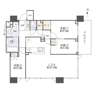 【間取り】 | シティタワー東梅田パークフロント | 【間取り】16階南東角住戸で眺望・採光・通風良好◎