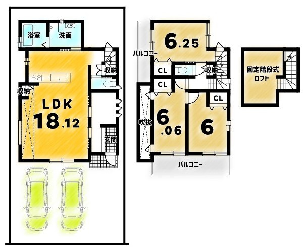 樫原甲水　条件無土地の土地図＋建物プラン例