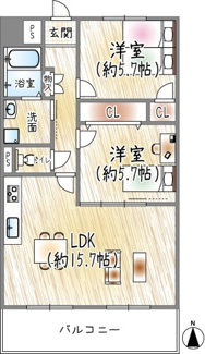 【間取り】 | 神崎川日光ハイツ | 2LDK