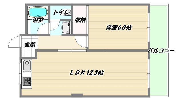 大阪市東淀川区上新庄１丁目の賃貸マンションの間取り