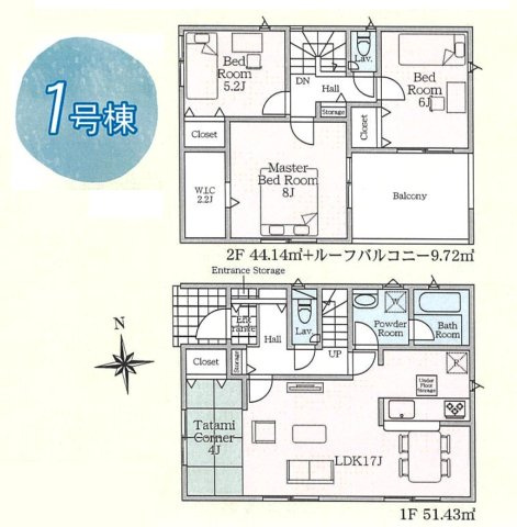 【Cradle garden】宇都宮市東峰町 第7 全2棟の間取り|〇1号棟〇
3LDK+畳コーナー+WIC+カースペース2台