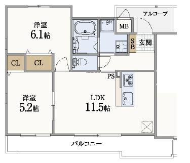 神戸市垂水区五色山２丁目のアパートの間取り