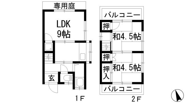 【間取り】 | 大野2丁目貸家