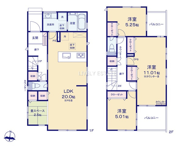 越谷市登戸町 新築分譲住宅 全3棟 3号棟の間取り