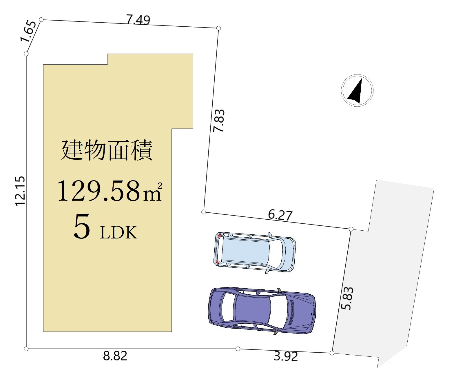 中野区白鷺3丁目 限定1棟の区画図|土地面積134.27㎡のゆとりある敷地
駐車スペース2台可能
(車種制限あり)