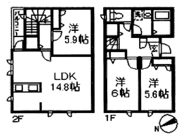 【間取り】 | プレミアリンジュ | ✰ファミリーさん向けの3LDK！リビングダイニングキッチンは広々14.8帖もあります☆
