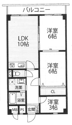 【間取り】 | 山科セントラルハイツ | 専有面積60.00㎡