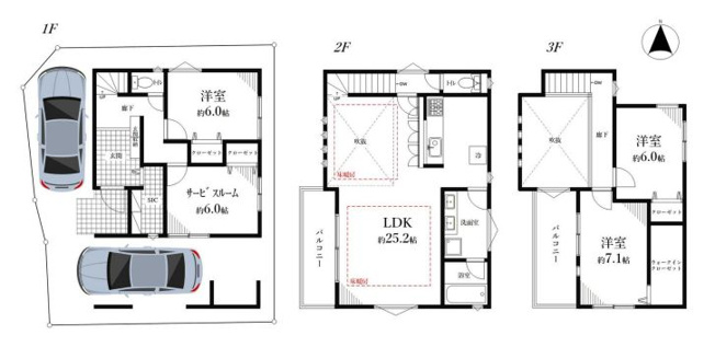 【間取り】 | 板橋区大谷口１丁目　新築戸建て | 3SLDK・土地面積96.46ｍ2・建物面積146.20ｍ2