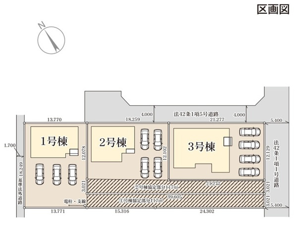 【Livele Garden】　古河市諸川　第２　全3邸の区画図|全棟配置図
