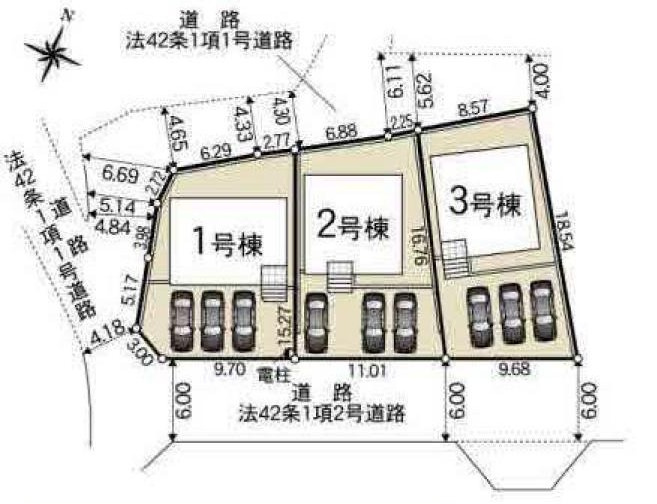 知多市金沢泉脇36番2、36番3、36番5『仲介手数料無料』新築一戸建て・建売の区画図