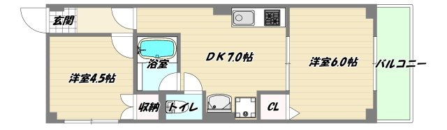 大阪市淀川区新高４丁目の賃貸マンションの間取り