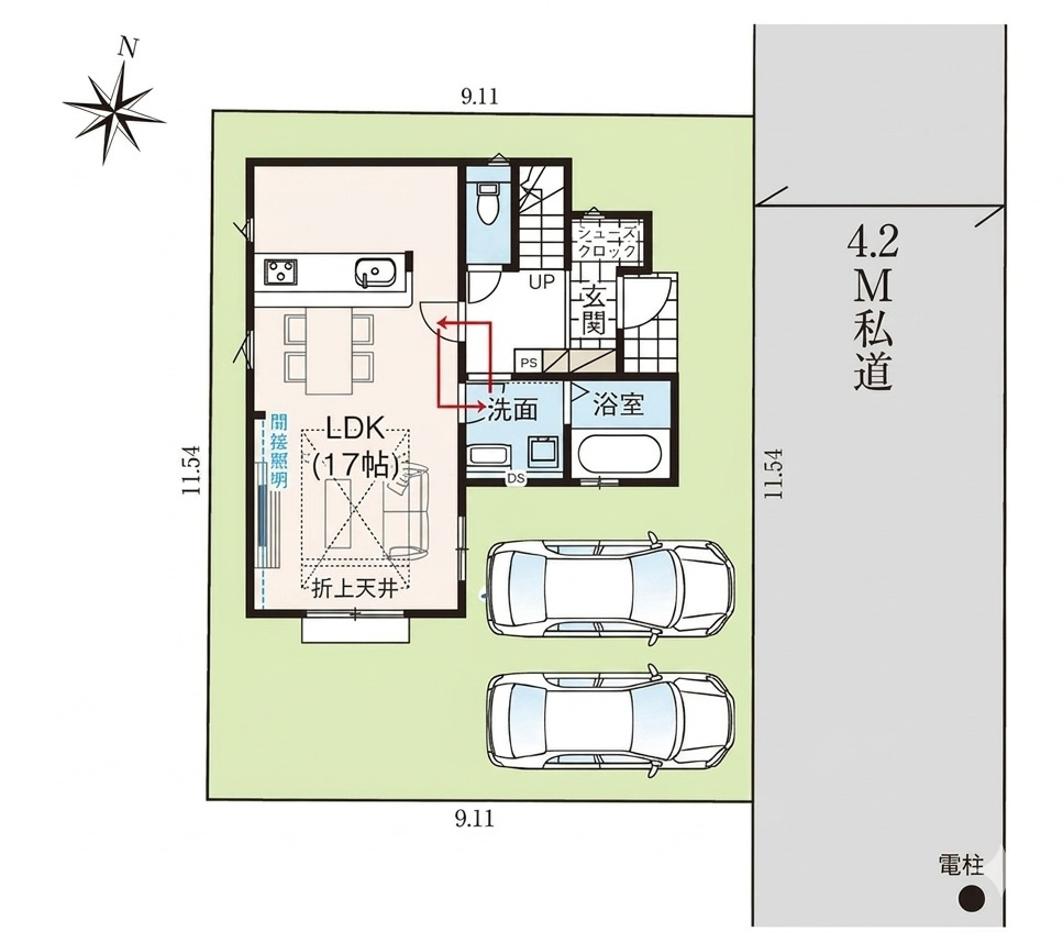 所沢市林3丁目・全1棟　新築一戸建　～並列駐車2台可～の区画図|並列駐車2台可能です。