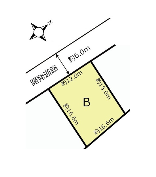 【分譲地】北鴻巣駅14分・57坪の整形地の土地図|約57坪の整形地です。前面道路が6mの幅員でゆとりがあります。