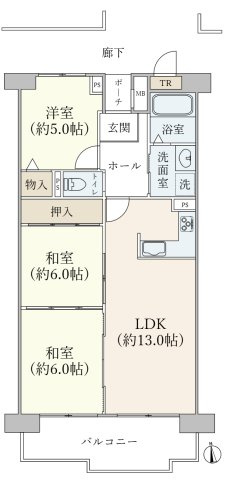 スクエアかいづか１番館の間取り|3LDK
