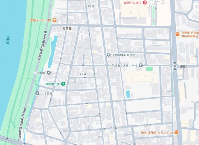 尼崎市稲葉荘　新築一戸建ての地図