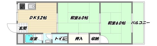 大阪市淀川区新高２丁目の賃貸マンションの間取り