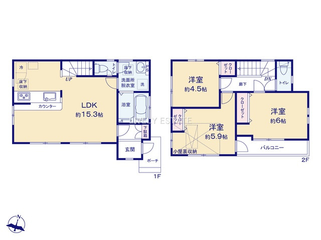 草加市清門3丁目 中古戸建の間取り