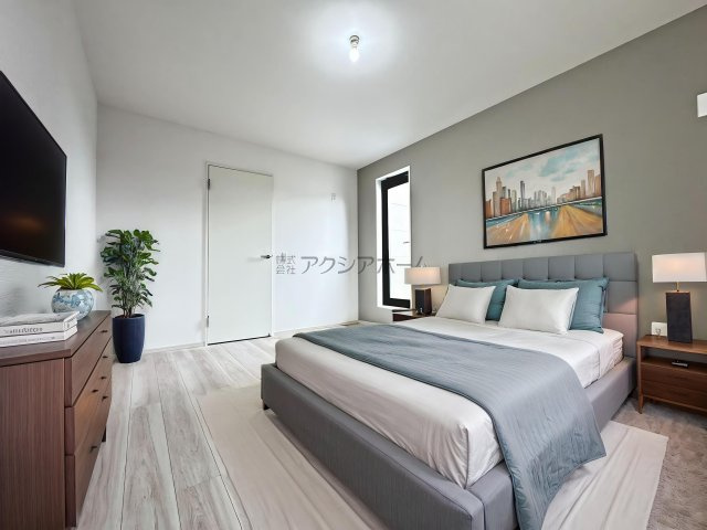 所沢市上安松・全2棟　新築一戸建　2号棟　～南西角地～の寝室|2F洋室9.3帖（家具はCG画像での表示になります）
