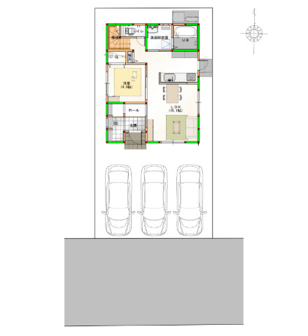 「南向き4LDK」香南市野市町みどり野5　新築一戸建てのその他|南向きで日当たり良好◎駐車3台可能なのも大きなポイントです！