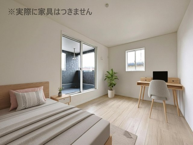 新築戸建・新築建売　郡山市富田町第22　大島小・第六中の洋室|画像はバーチャルホームステージングの加工による演出で、実際の家具は付きません。