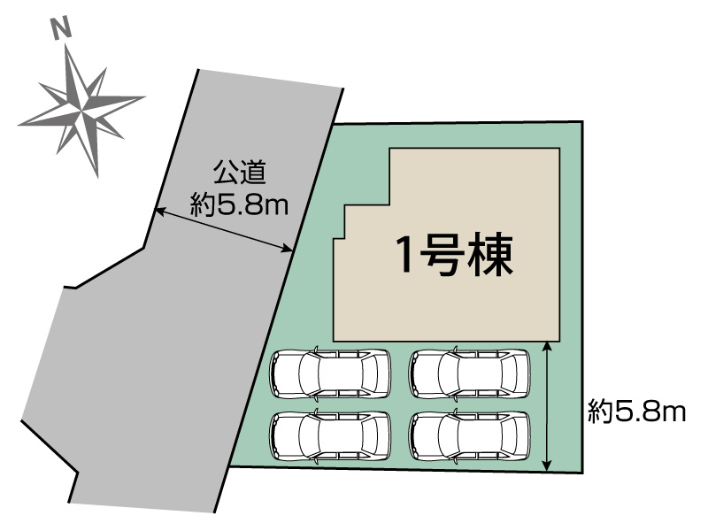 【本日ご案内可能】日進市三本木町廻間　全1棟の区画図|全体区画数｜全1棟
◆駐車4台可能！(但し、車種による)
◎まずは、お気軽にお問い合わせください。現地を案内しながら周辺環境も見て頂けます。　　　　　　　　　　　　　　　　　　　　　　　　　　　　　　