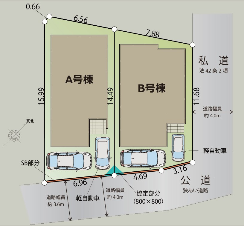 本郷町3丁目　A号棟の区画図
