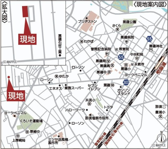 新築戸建・新築建売　那須塩原市春日町第2　埼玉小・厚崎中の地図