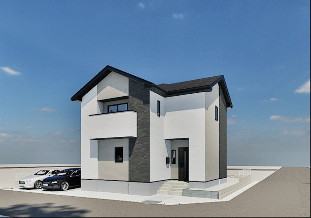 新築戸建・新築建売　須賀川市和田弥六内　須賀川第三小学校・須賀川第三中学校の外観パース