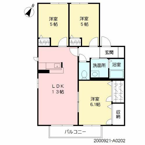 エバーグリーンブロス A棟の間取り|使い勝手の良い間取りです♪