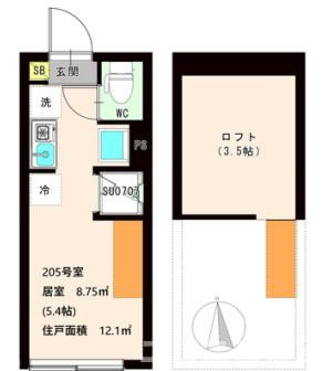 板橋区東新町２丁目のアパートの間取り