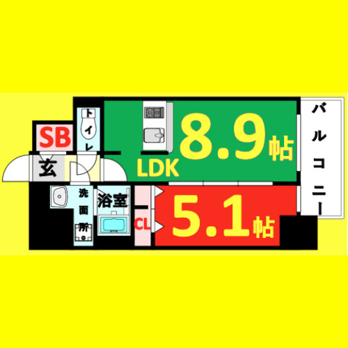 メイクス熱田神宮　名古屋市賃貸　仲介手数料無料の間取り
