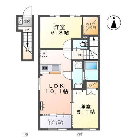 富山市黒崎新築アパートの間取り