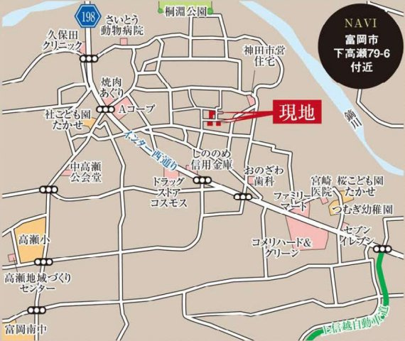 【新築】富岡市下高瀬　２号棟(全５棟)　グラファーレ　新築建売分譲の地図