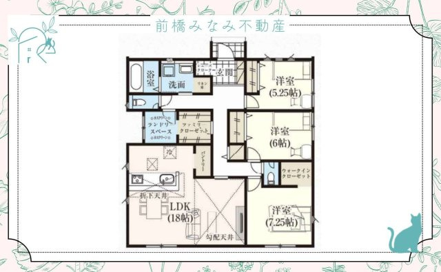 【新築平屋】富岡市下高瀬　５号棟(全５棟)　グラファーレ　新築建売分譲の間取り