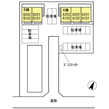 熊本市東区山ノ神１丁目のアパートの区画図