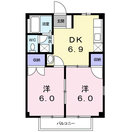 座間市ひばりが丘２丁目の一棟アパートの間取り