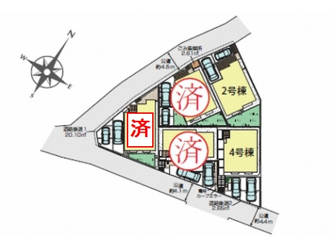 【仲介手数料０円】伊勢原市東大竹　新築一戸建て　全5棟の区画図|伊勢原市東大竹　新築一戸建て　全5棟