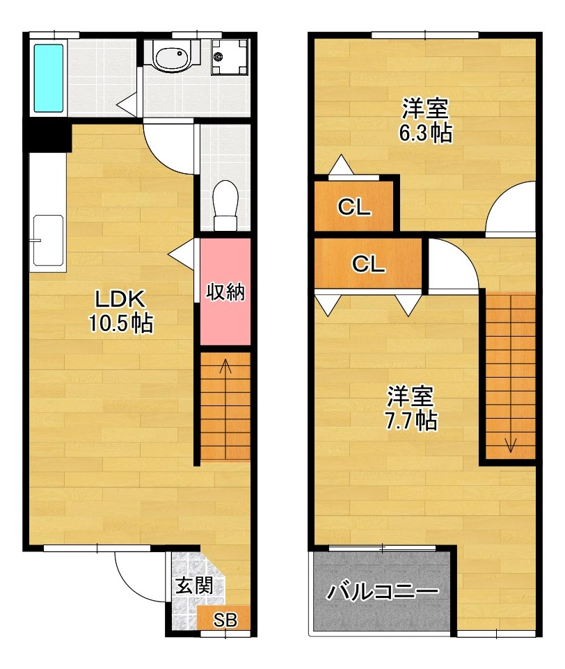 寝屋川市高柳６丁目のアパートの間取り