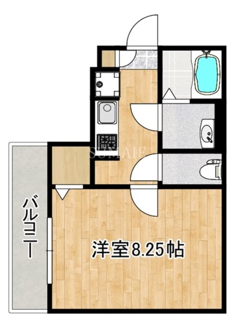 BAU１の間取り|築浅1K☆広くて使いやすい間取りです！
