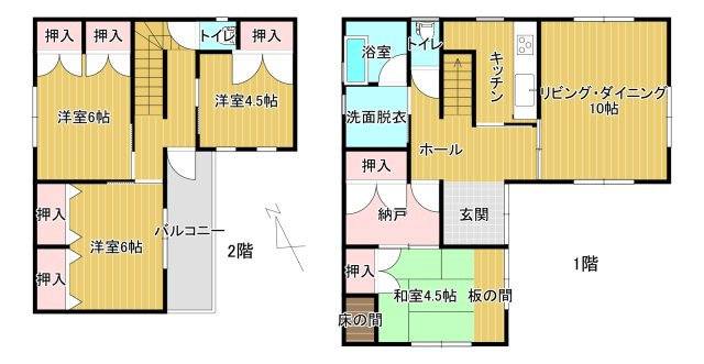 串間市城山　高台に建つ太陽光付き2階建住宅の間取り