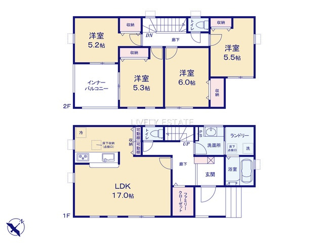 越谷市大字三野宮 新築分譲住宅の間取り