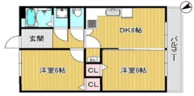 【間取り】 | 赤羽ハイコーポ | 南西向きのお部屋なので、陽当たり・通風良好です！