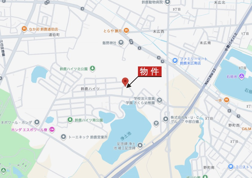 鈴鹿市鈴鹿ハイツ《2号棟》の地図|広域Map