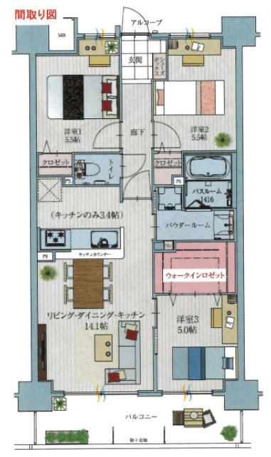 アルファリアラス西二見　2階の間取り|2階　3LDKです。