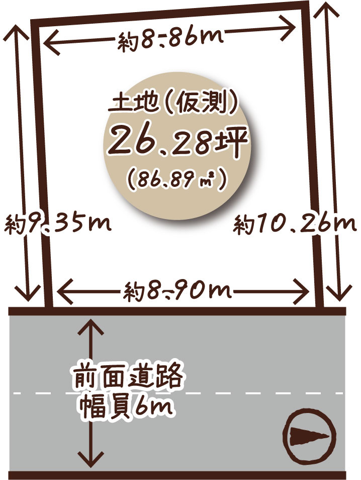 太秦組石町　新築参考プランA　建築条件付土地の土地図