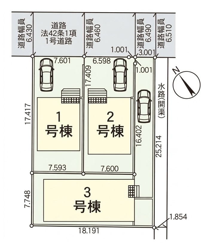 [新築住宅] 鴻巣市筑波 第5 Ⅱ期 全3棟の区画図